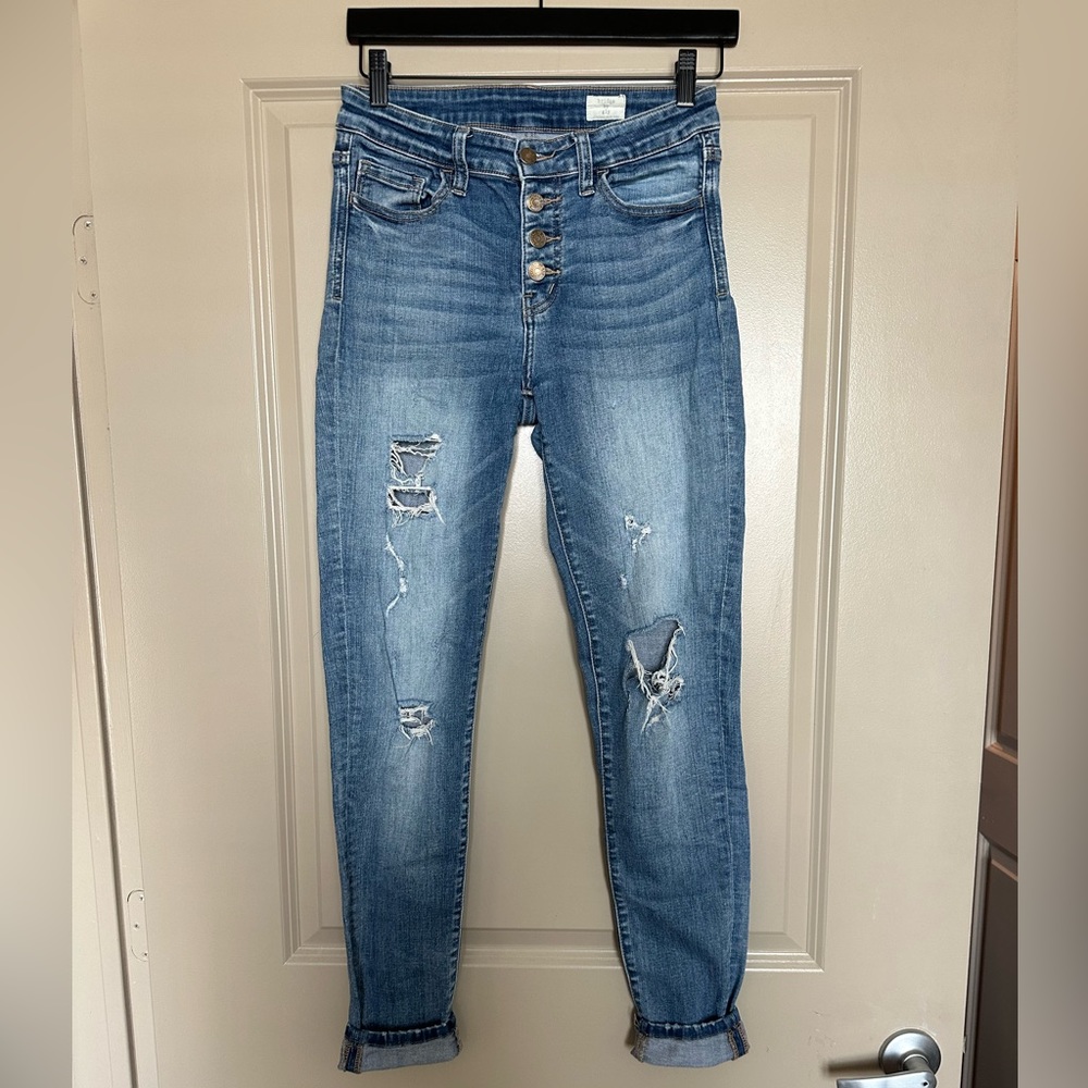 High Rise Distressed Denim Jeans (27)